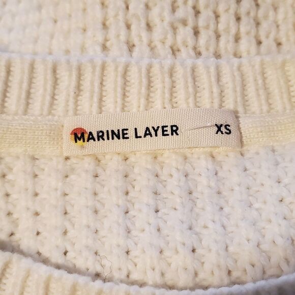 Marine Layer Delaney Pullover Waffle Knit Sweater Cream M - Picture 14 of 16